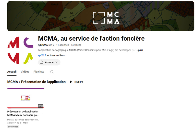 L'application MCMA possède sa propre chaîne Youtube