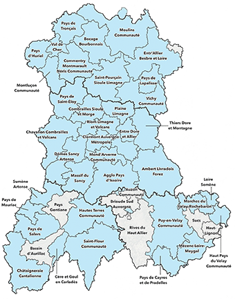 Cartes des EPCI adhérents de l'EPF Auvergne au 02 février 2026