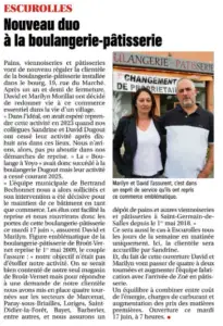 Article de journal sur l'ouverture de la boulangerie à Escurolles le 17 juin 2026