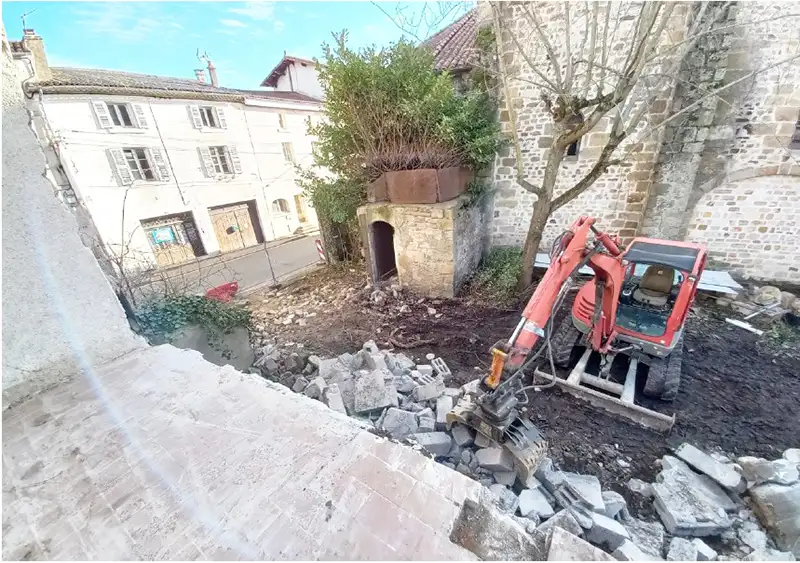 Opération logements sociaux à Lezoux (63)_pendant les travaux_vue en hauteur